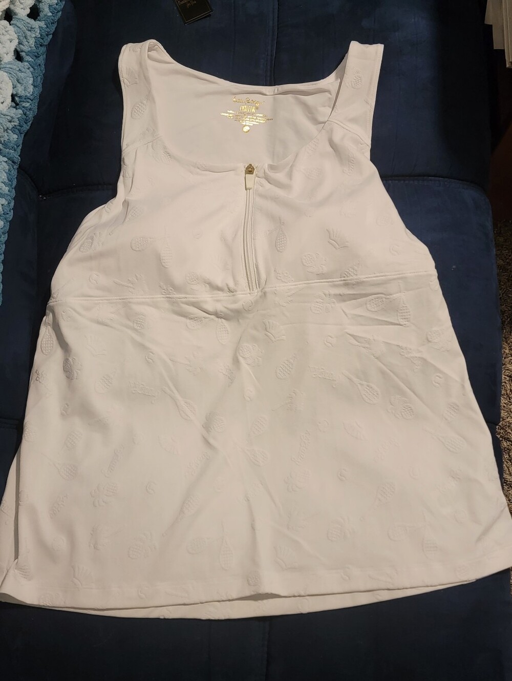 Lilly Pulitzer Luxletic Tennis Bra Tank, White  Jacquard, Sixe XL